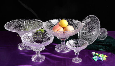 Sunflower Series of Glass Fruit Plate with Stand