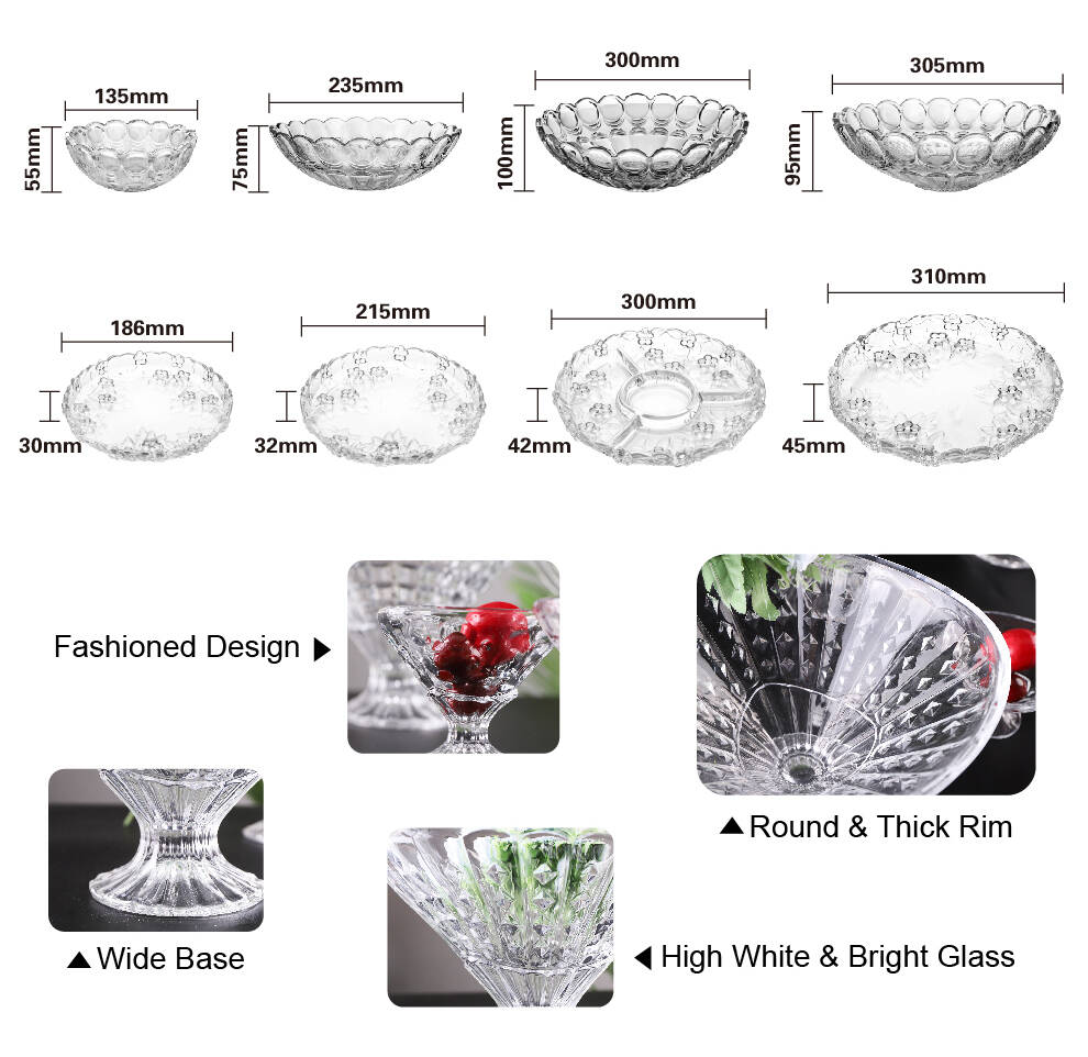 Plato de fruta de vidrio para decoración del hogar