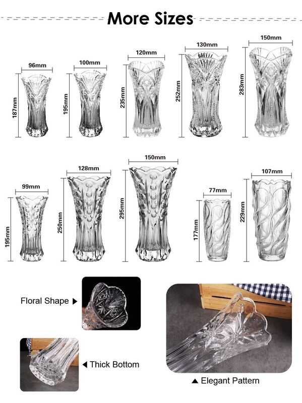 Stock engraved design classic glass vase for home decor European glass flower vases