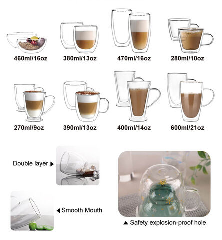 Lussuosa tazza in vetro borosilicato tinta unita a doppia parete resistente al calore