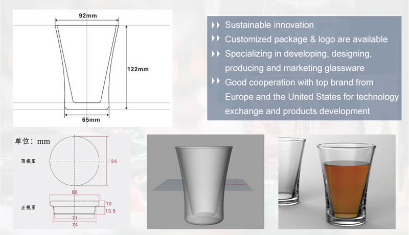 Chén thủy tinh hai thành màu borosilicat chịu nhiệt sang trọng