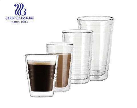 Tazza da caffè a doppia parete in vetro highball da 250 ml da 9 once di piccole dimensioni in materiale ad alto borosilicato