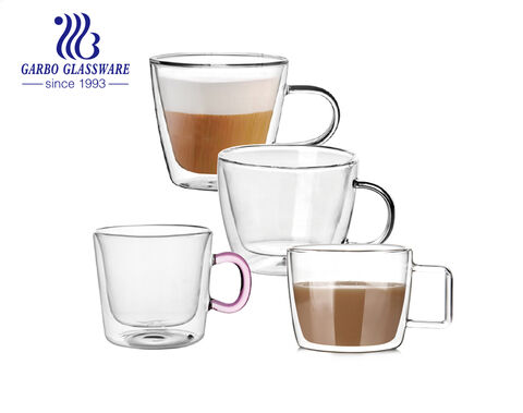 280ml 300ml 480ml V shape high borosilicate double wall espresso coffee cup