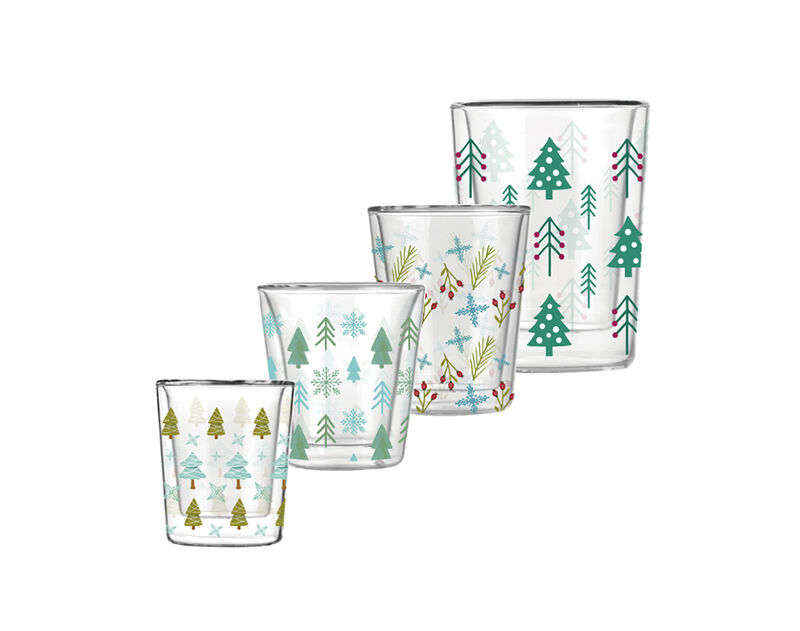 Tasse en verre double paroi de noël