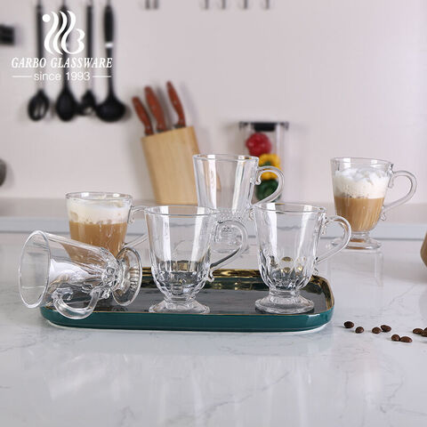 7oz 200ml High quality glass coffee tea mug with stand elegent handle