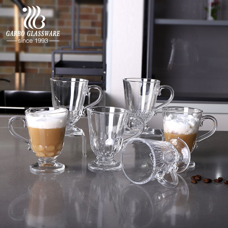 200ml 7oz New engraved design glass Irish coffee mug with stand