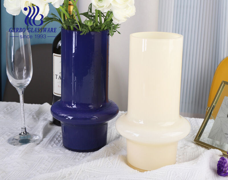 Vase en verre peint bleu de luxe pour le marché européen et américain