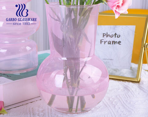 Vaso de flores de vidro rosa com 168 mm de altura Vaso de tulipa