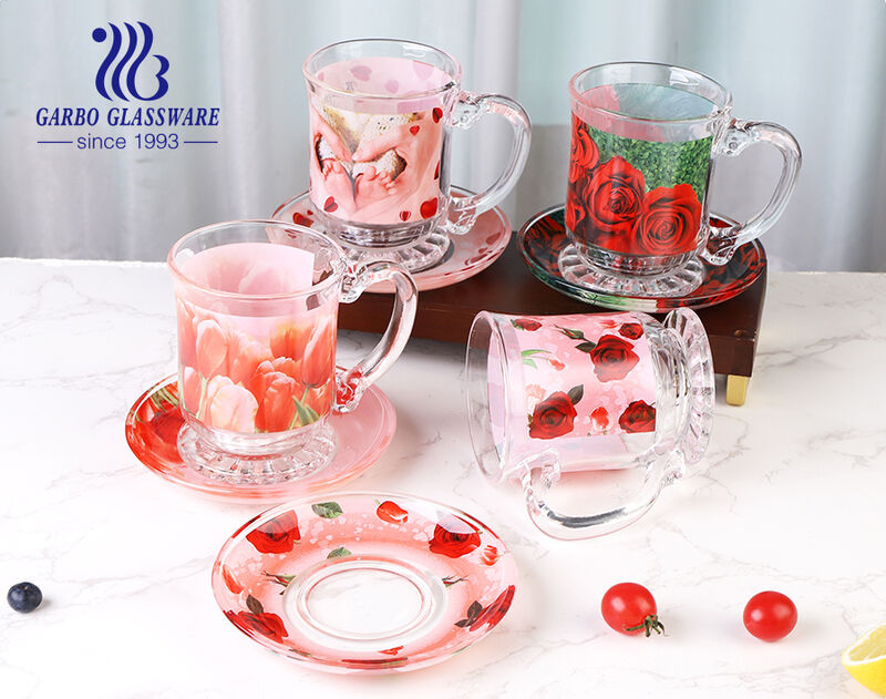 Show Your Love with a Personalized Glass Mug and Saucer Set for Mother's Day and Father's Day from GARBO COMPANY