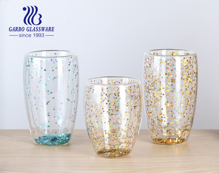 Garbo Glassware’s double wall glass cups with confetti for promotion