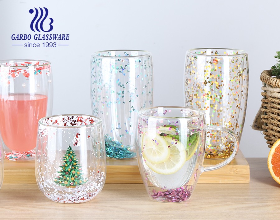 Garbo Glassware’s double wall glass cups with confetti for promotion