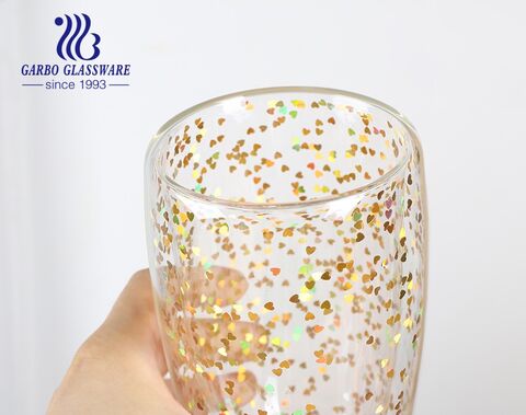 Garbo Glassware’s double wall glass cups with confetti for promotion