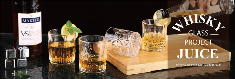 High-end quality glass cup for whiskyand juice service