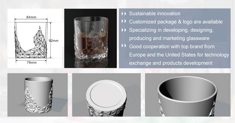 High-end quality glass cup for whiskyand juice service