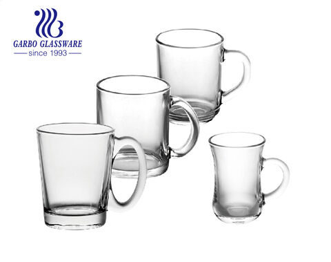 Taza turca de vidrio transparente de 5 oz con asa