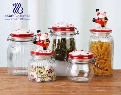 Introduce the Christmas design ceramic lid glass jar