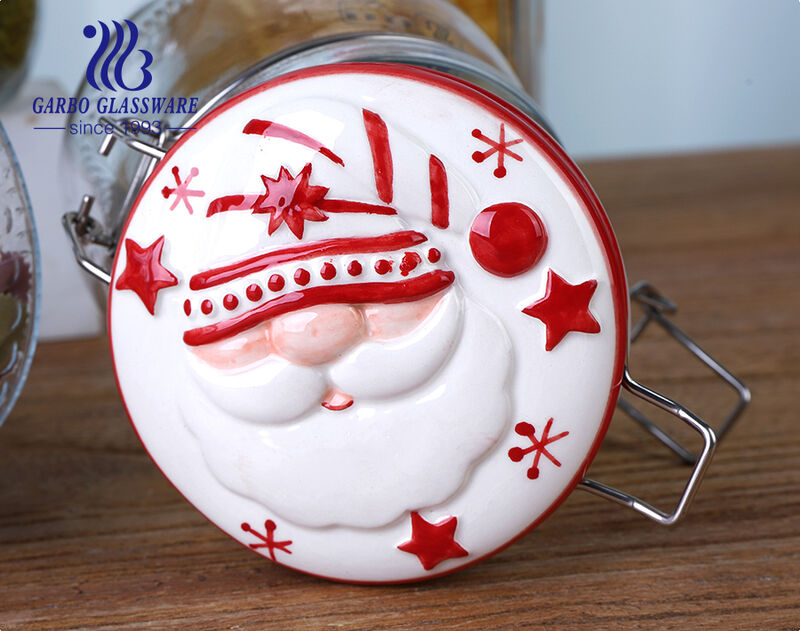 Introduce the Christmas design ceramic lid glass jar
