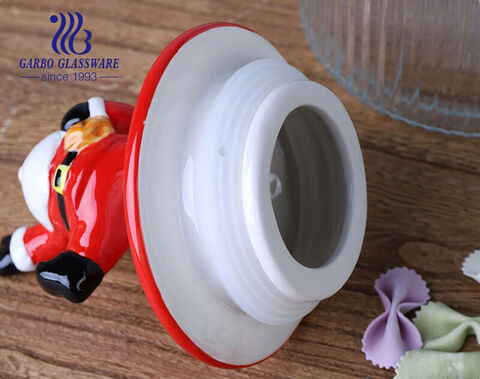 Introduce the Christmas design ceramic lid glass jar