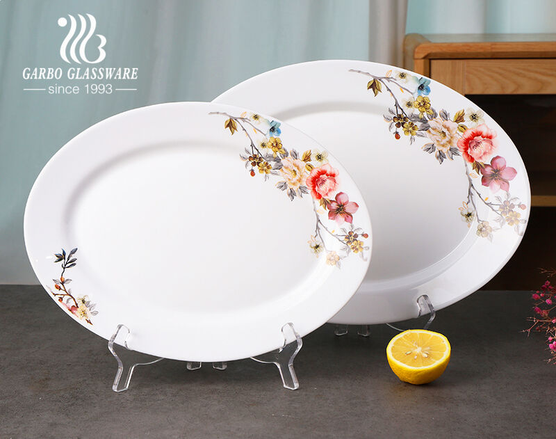Wholesale Opal Glass Dinner Plate Vivid Decor Printing 12inn Fish Plate