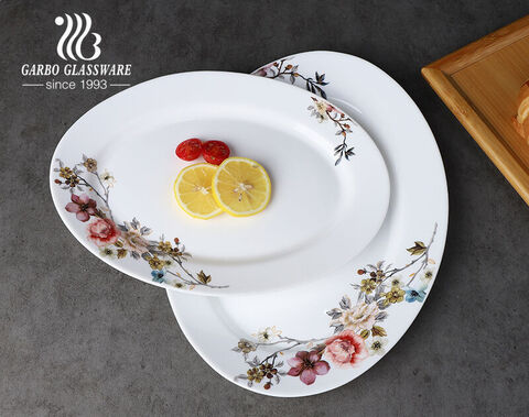 Assiette de vaisselle à usage domestique Chine Fabricant Plat de service de table en verre opale