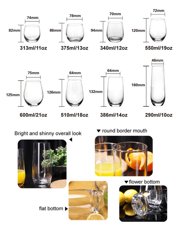 Dishwasher Safe Tall Beer Glasses Margarita Glass Cups 9oz