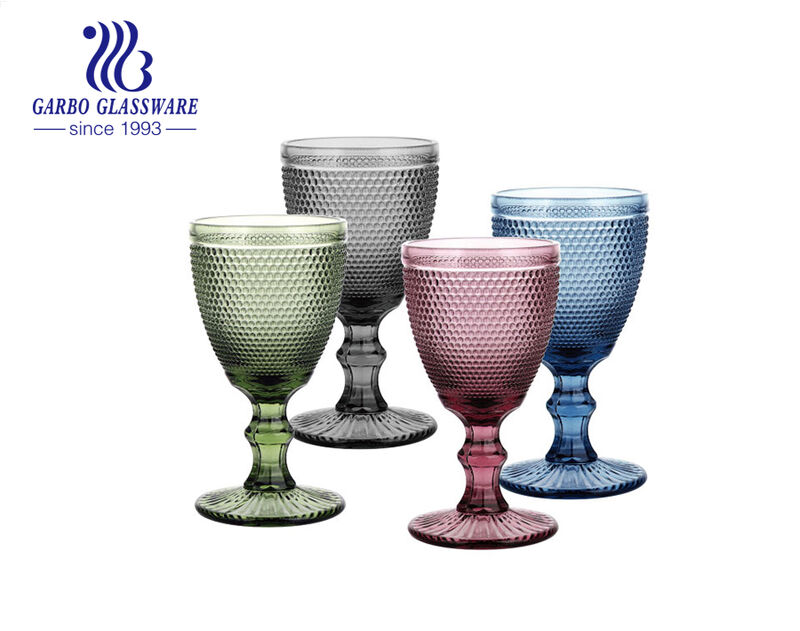 8oz 230ml colorful solid color glass goblet stemware wine glass in stock