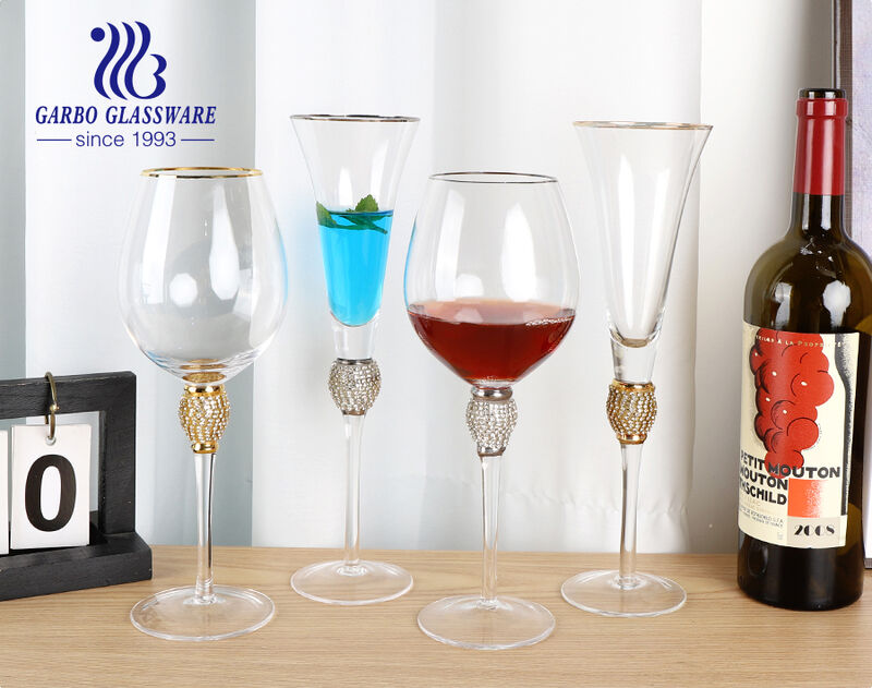 Garbo luxury wine glass with damond golden decor