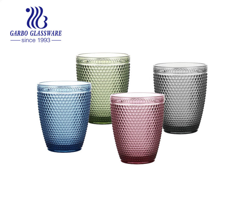 9oz bubble design various solid color tumbler glass cup in stock