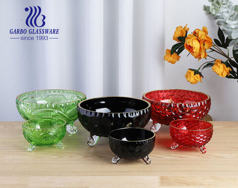 Exclusive Embossing 7PCS Glass Salad Foods Mixing Serving Bowls