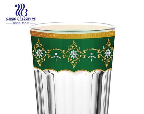 Luxury 70ml decal glass tea cup for Arab Morocco and France market