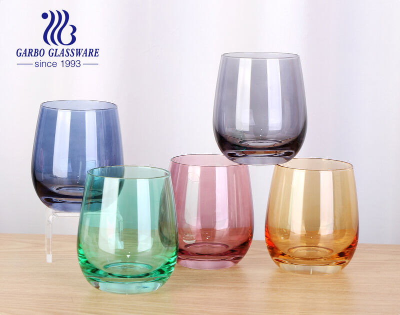 Machine Blowing Glass Tumbler Wine Glass with Spraying Color