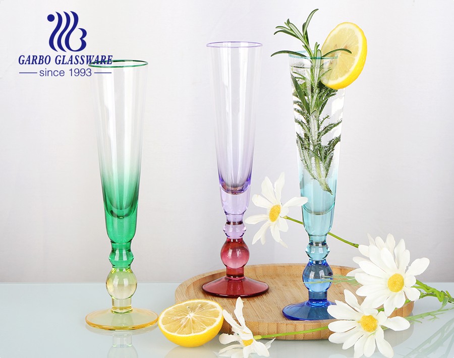 Around 5oz handmade glassware factory cocktails wine glass with color stem