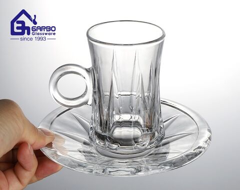 New design factory wholesale 4oz glass cawa cup with saucer