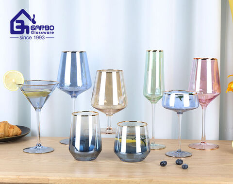 2024 hot selling hand made golden rim wine glass