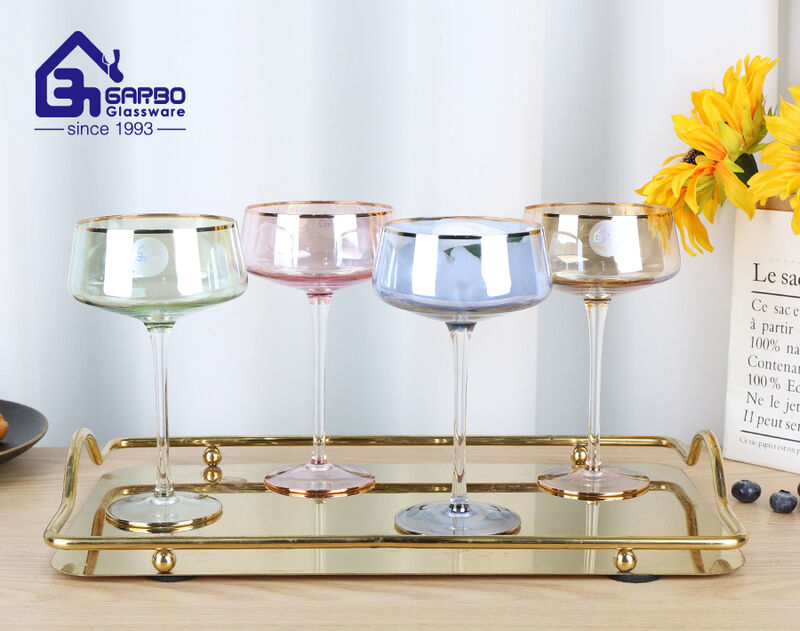 2024 hot selling hand made golden rim wine glass