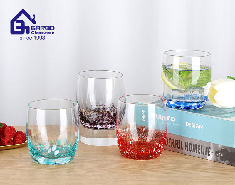 Taza de cristal colorida hecha a mano de alta gama para el mercado americano y europeo