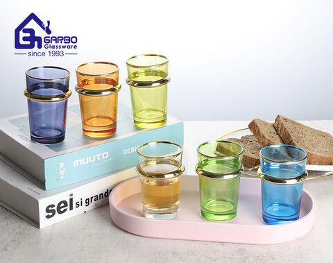 Hot Selling Colorful Glass Teacup with Electroplating for Wholesale