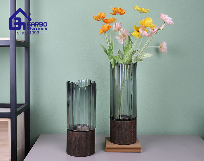 Роскошная серая однотонная стеклянная ваза с деревом для европейского рынка
