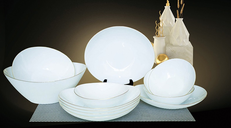 Какой набор посуды из опалового стекла может предложить наша фабрика опалового стекла?