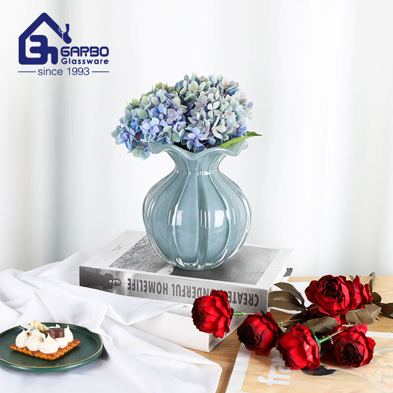 Elegant solid color glass vase with irregular shape for European market