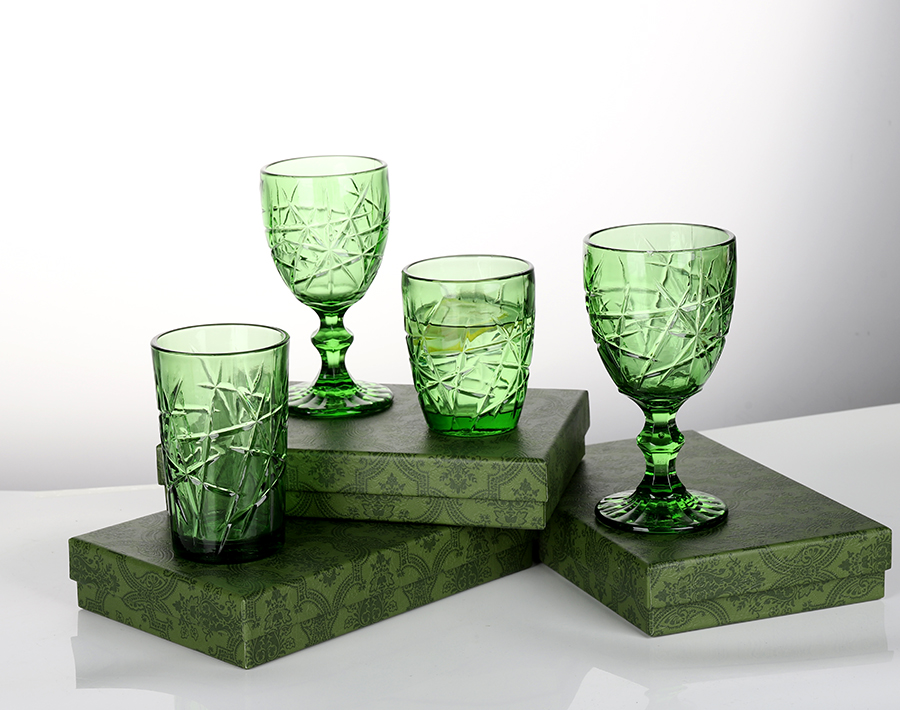 Luxury never fade solid color glass cup series for table dinner