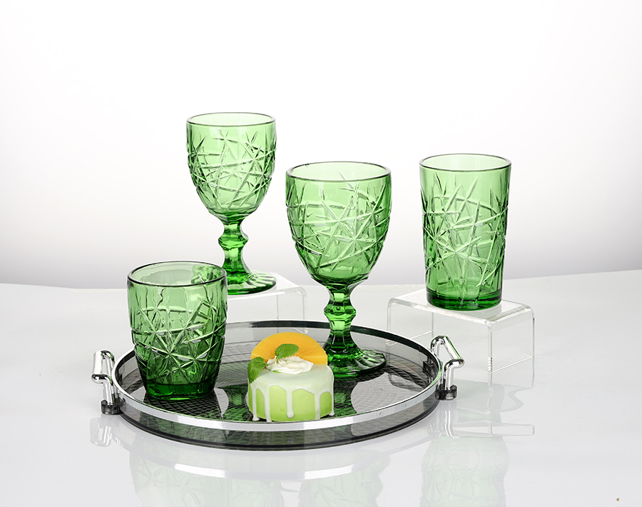 Luxury never fade solid color glass cup series for table dinner