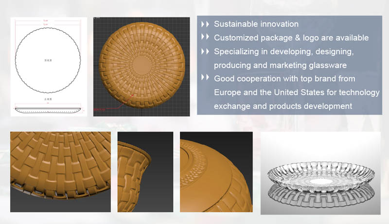 wholesale customized clear glass fruit cake charger plates glass beaded plates with silver rim