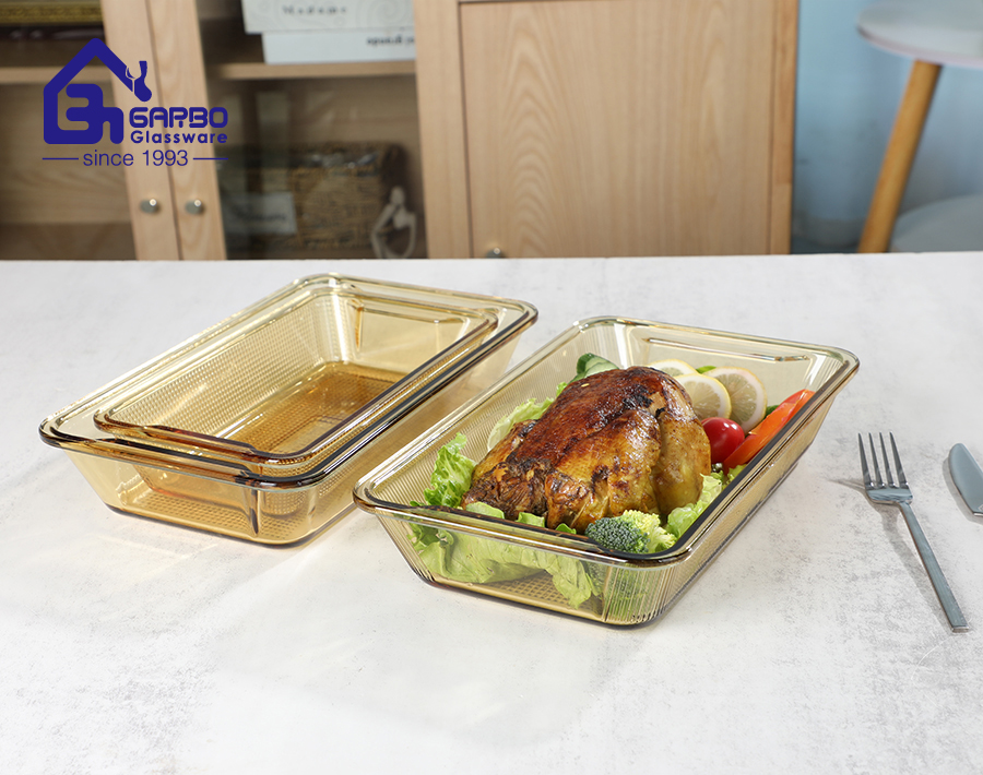 Amber Solid Color High Borosilicate Baking Lunch Box Series