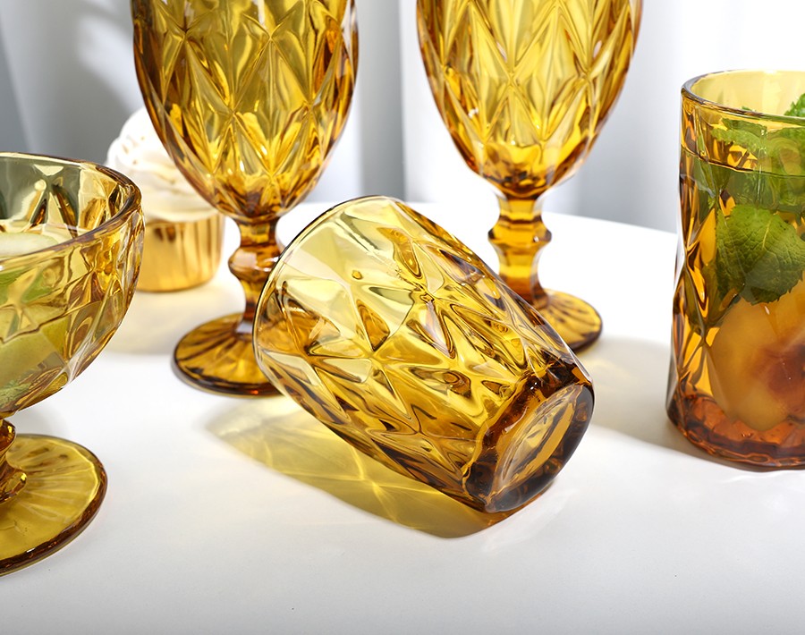 amber color water glass tumbler 