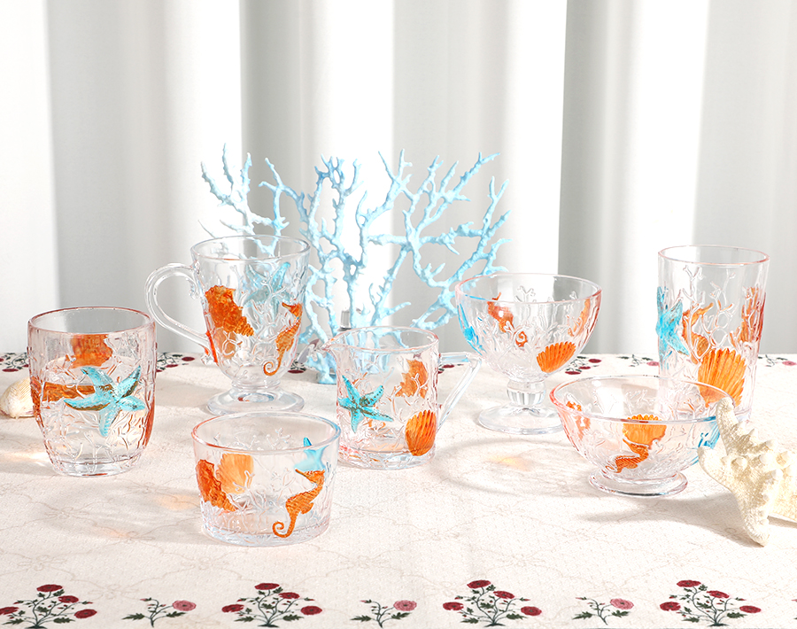 Garbo new design spray color glass cup deepsea series glassware tableware