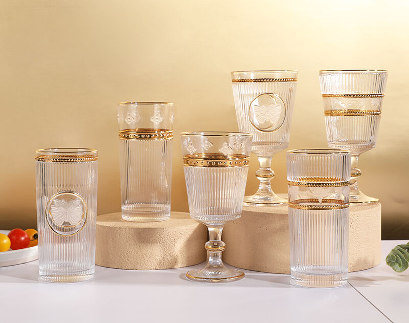 Exquisite glass tumbler with gold line, best choice for luxury dining tables