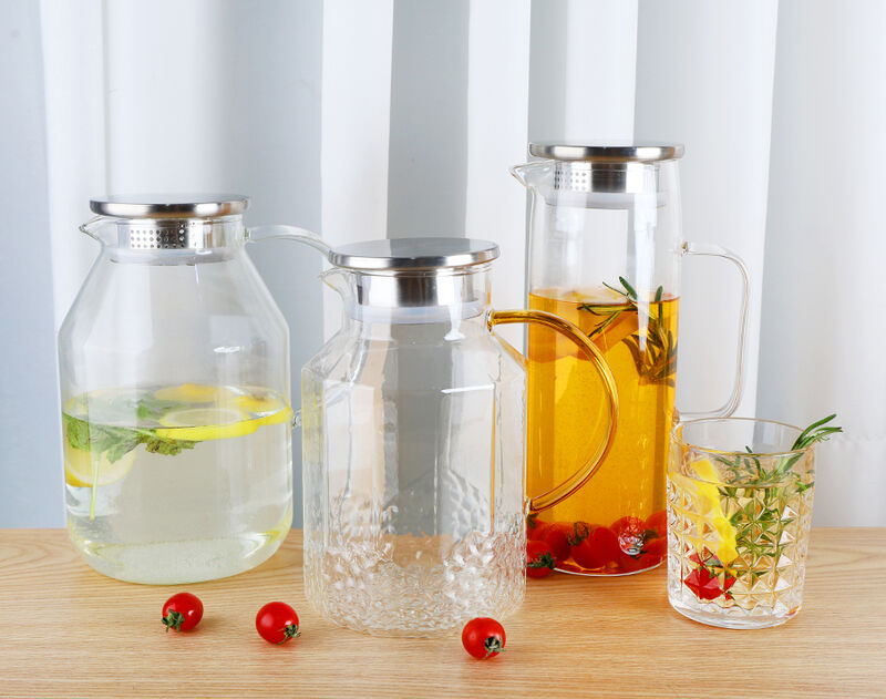 1700ml high borosilicate glass pitcher with colored handle elegant jug