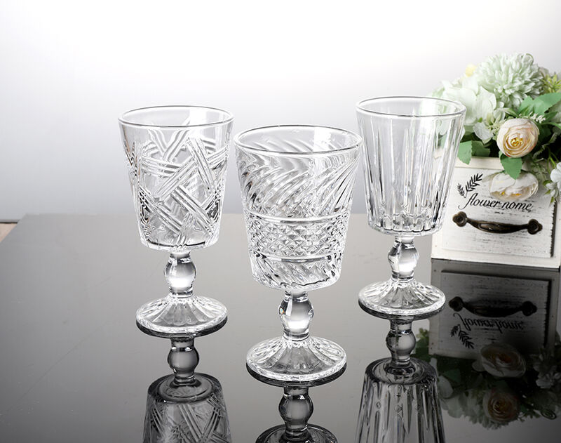 New Pattern Engraved Glass Cups Goblets Drinking Water Ice Juice