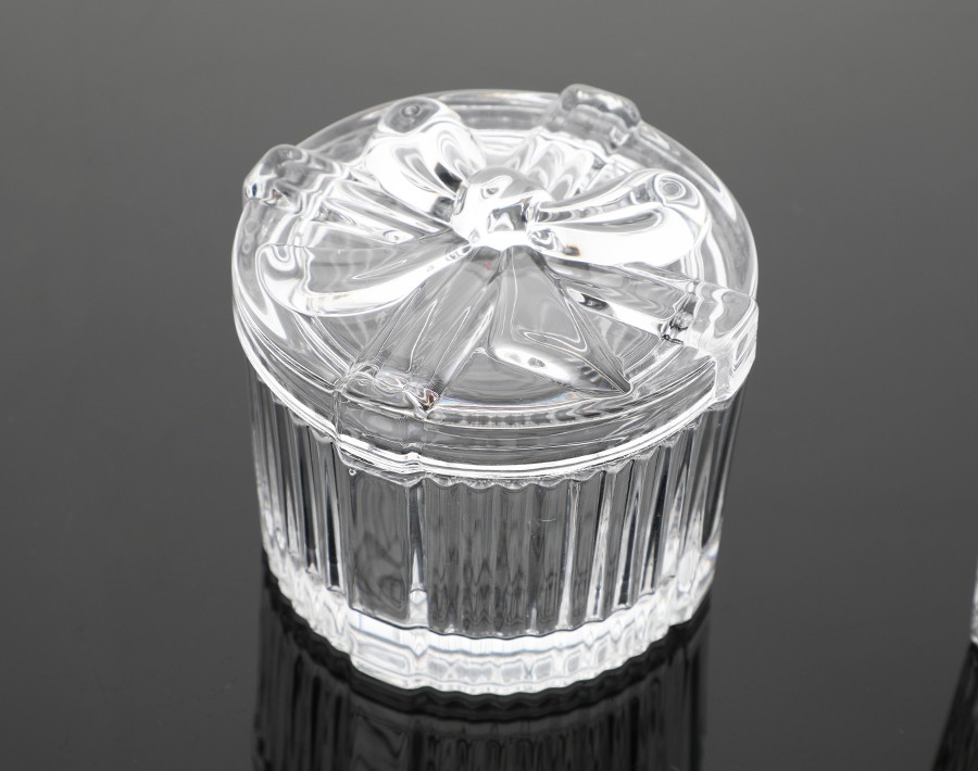 Bulk Order Clear Glass candy jar 3.2 inch Glass Bowl with lid for Wholesale